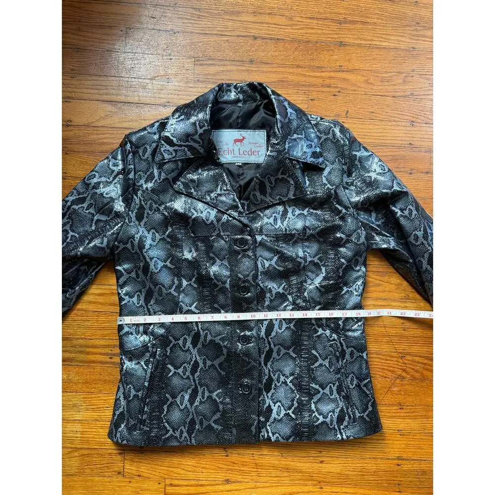 Men's Leather Snakeskin-look Blazer Jacket, Medium